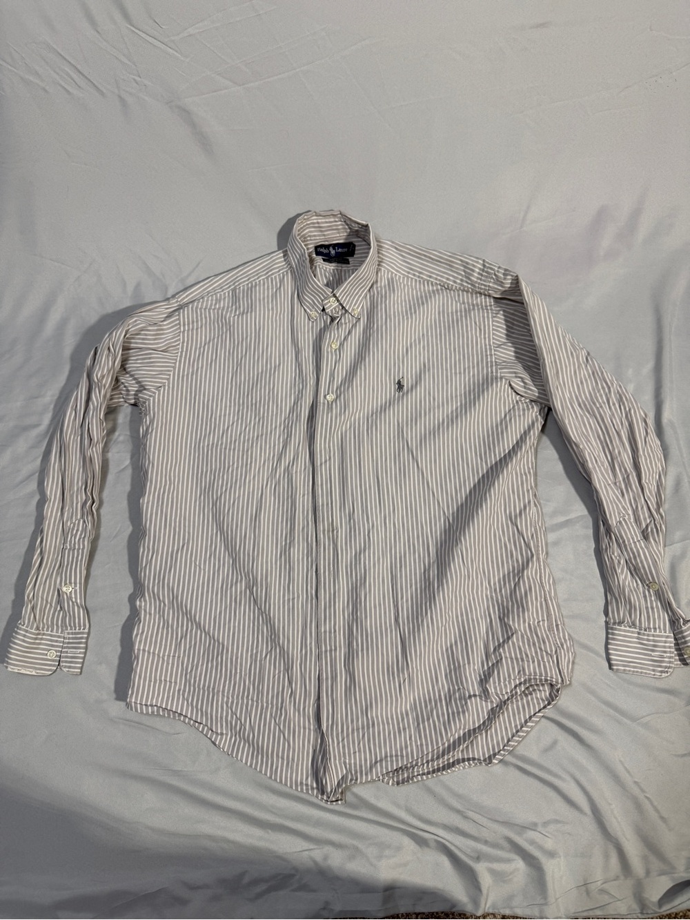 Ralph Lauren White with Light Blue Pinstripe Button-Down Shirt
